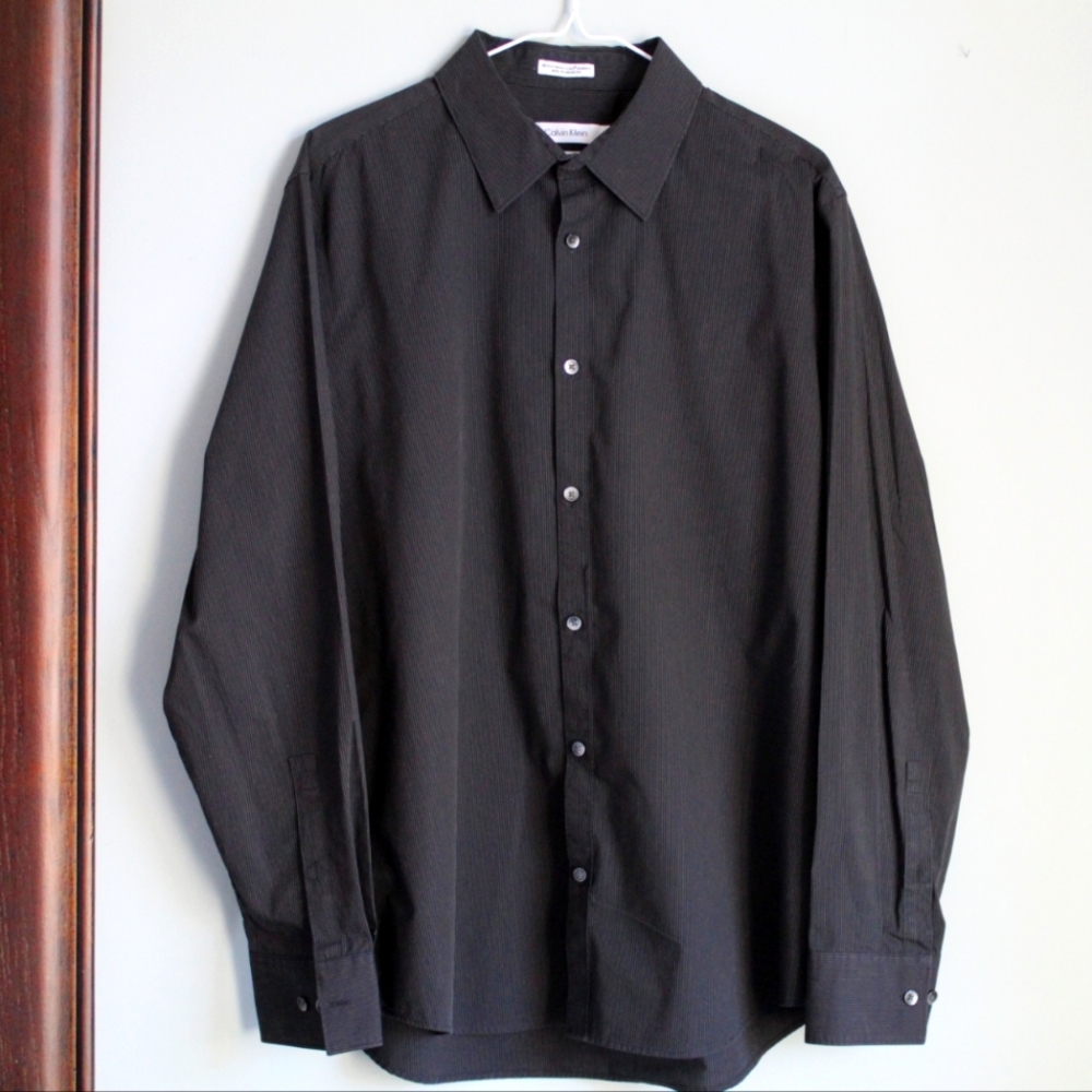 Calvin Klein Men's Dress Shirt Black Size Large